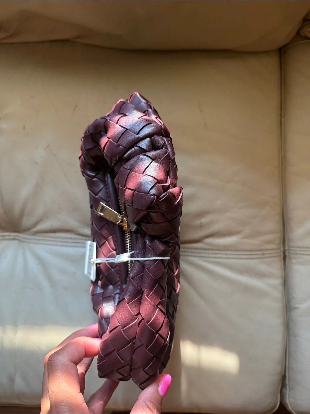 Urban Expressions Mini Wine Woven Knotted Hobo Bag